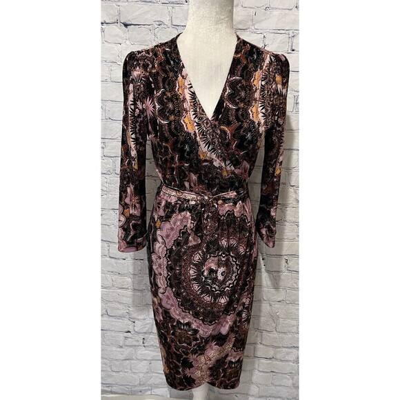 Veronica M Tiggy Stretch Wrap Paisley Purple Dress Size Small - Picture 2 of 8